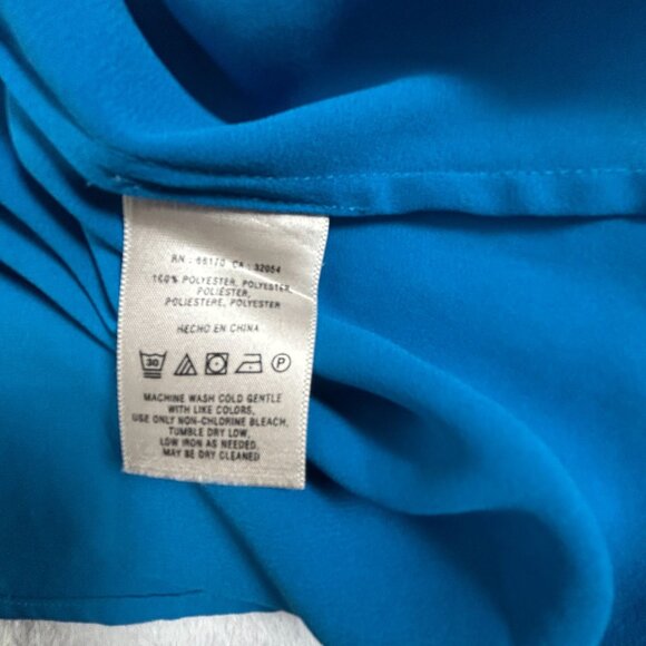 Anthropologie HD In Paris Womens Flutter Sleeve Embroidered Collar Blue Top 6 - Picture 4 of 7